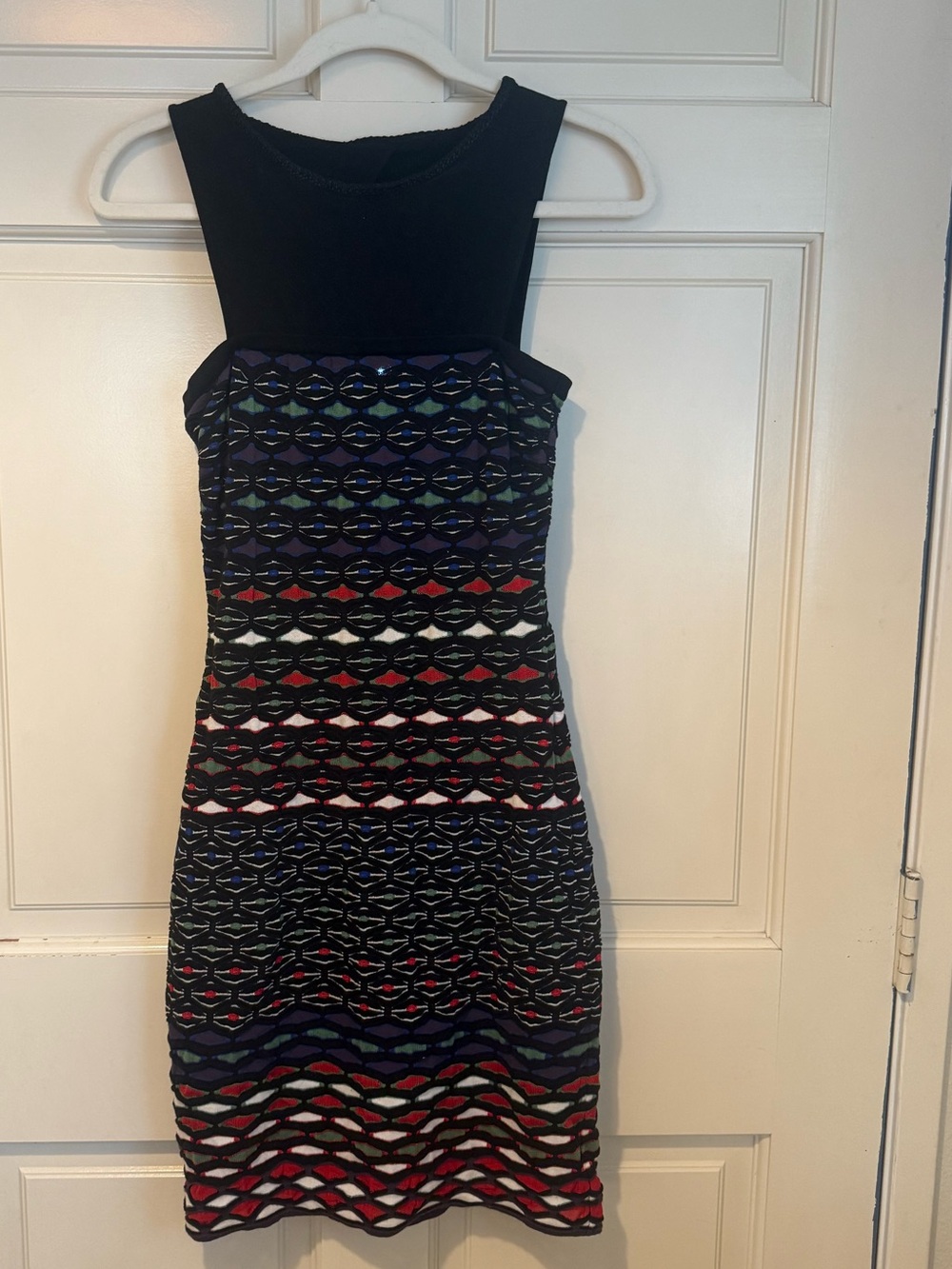 Missoni Sleeveless Multicolor Knit Bodycon Dress with Black Yoke size 42 us 8